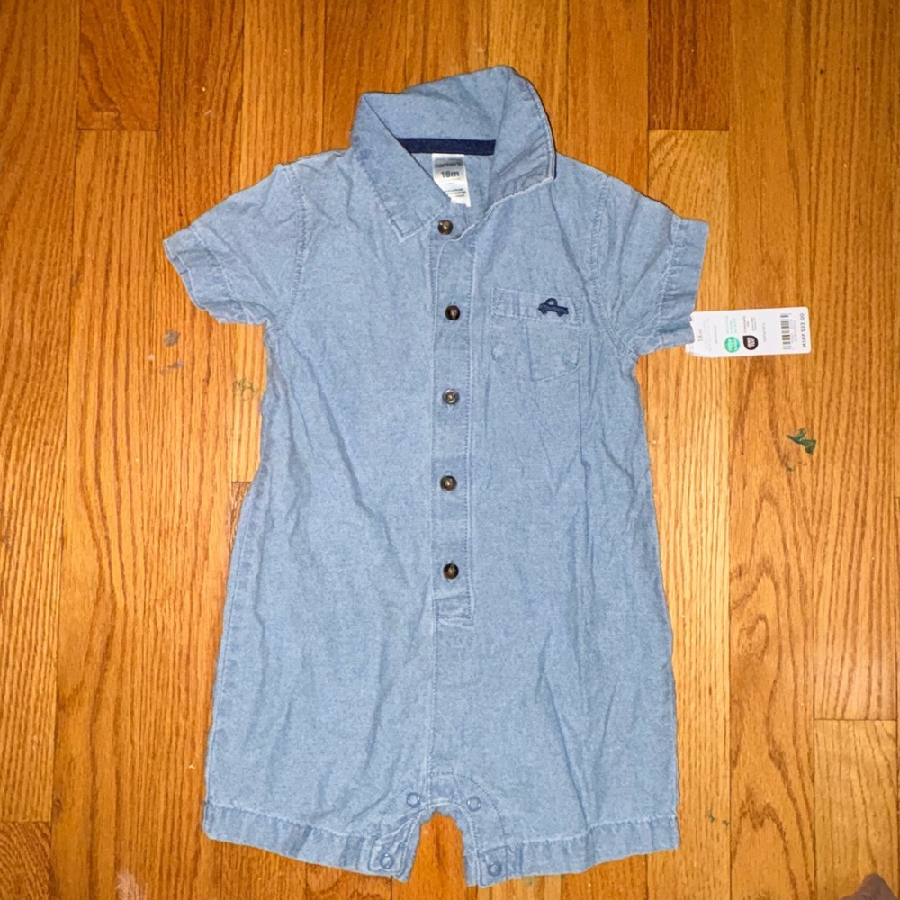 Carter's Blue Chambray Romper Jumpsuit